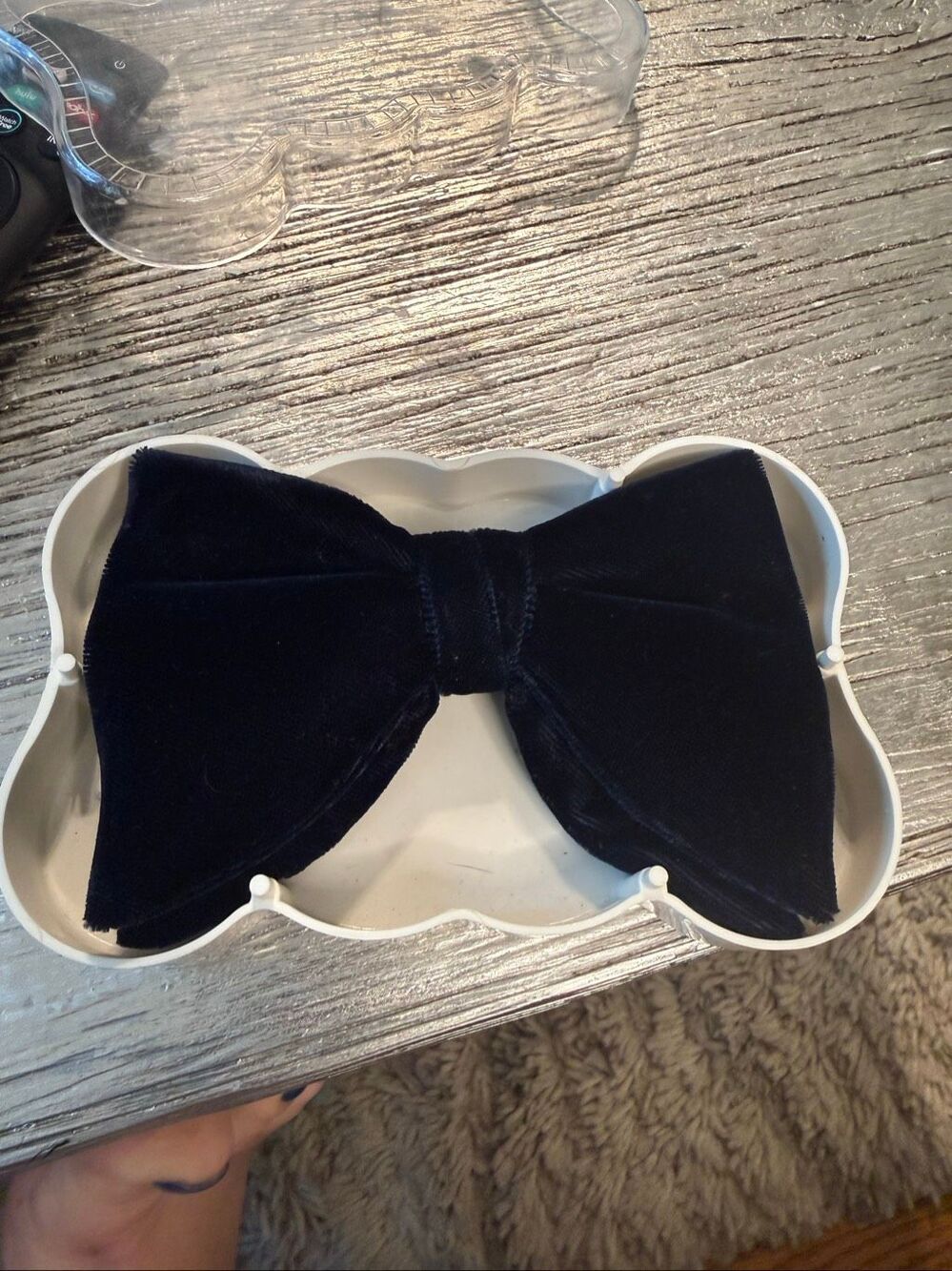 Vintage Blue Velvet Clip On Tie EUC